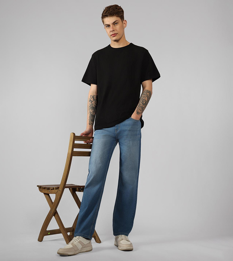 Mid Wash Relaxed Fit Jeans
