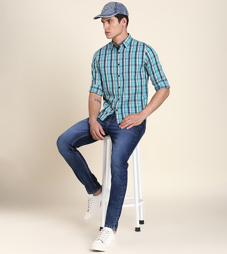 Mid Wash Slim Fit Jeans