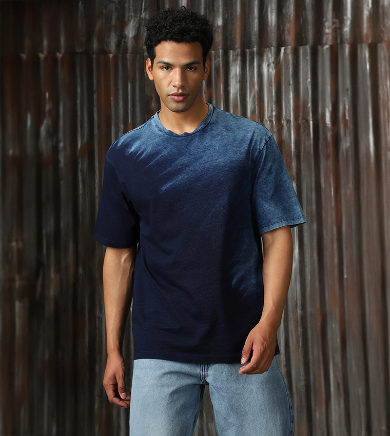Acid Washed Round Neck T-Shirt