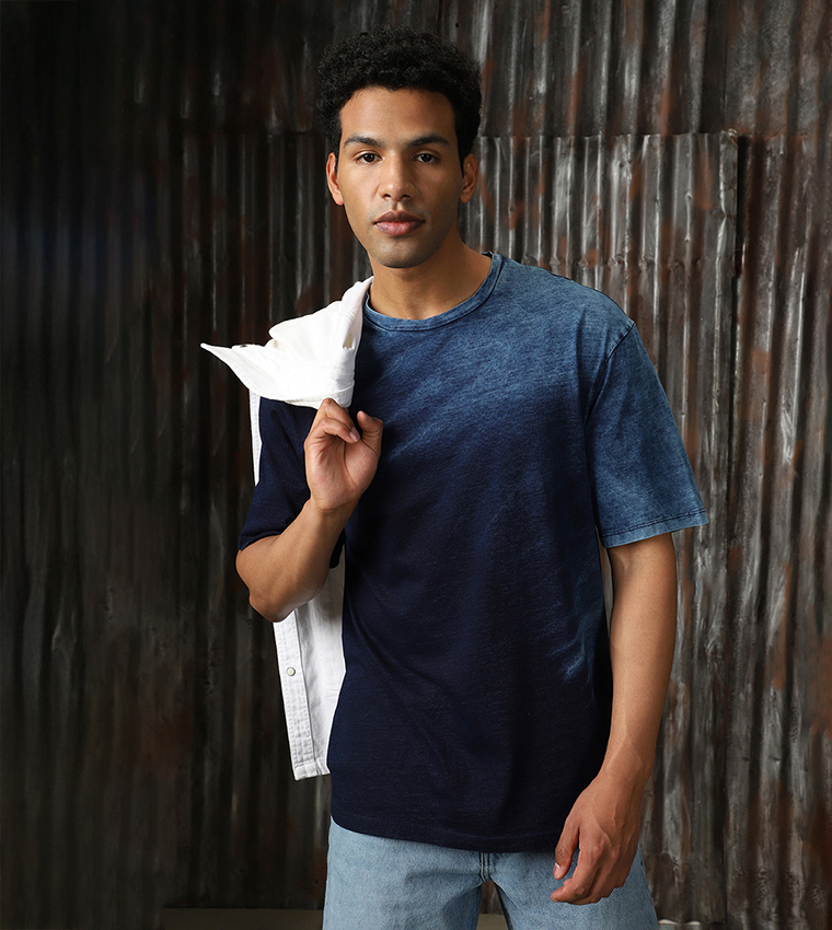 Acid Washed Round Neck T-Shirt