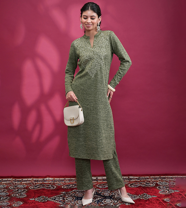 Embroidered Kurta and Trouser Set