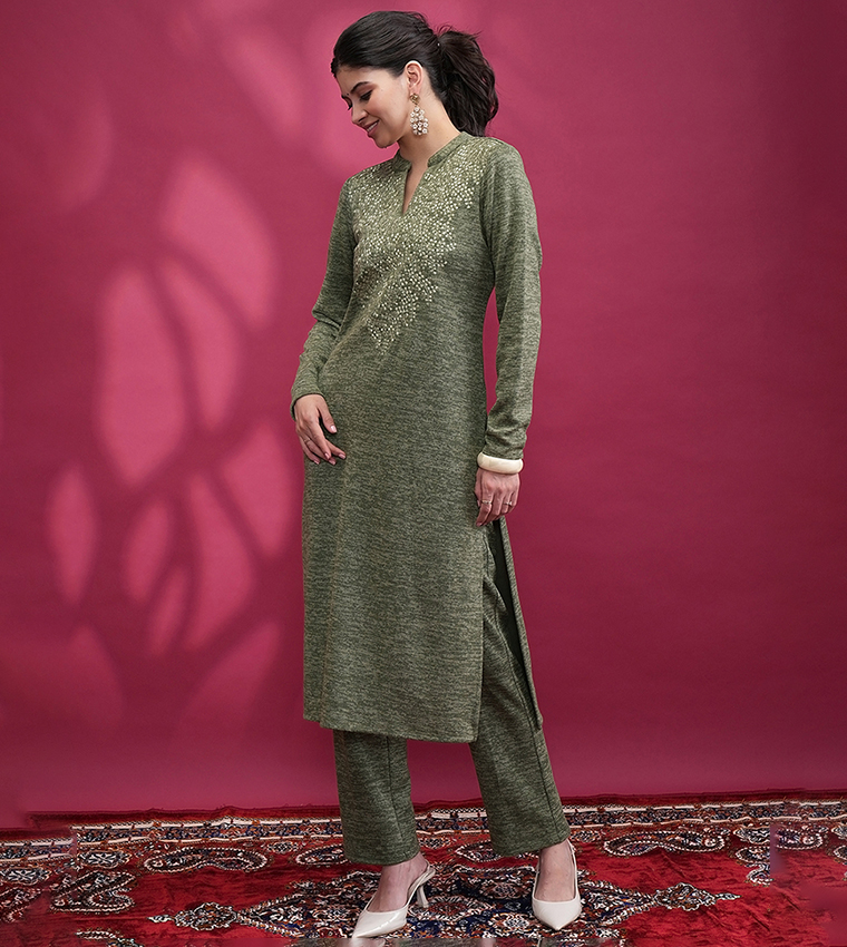 Embroidered Kurta and Trouser Set