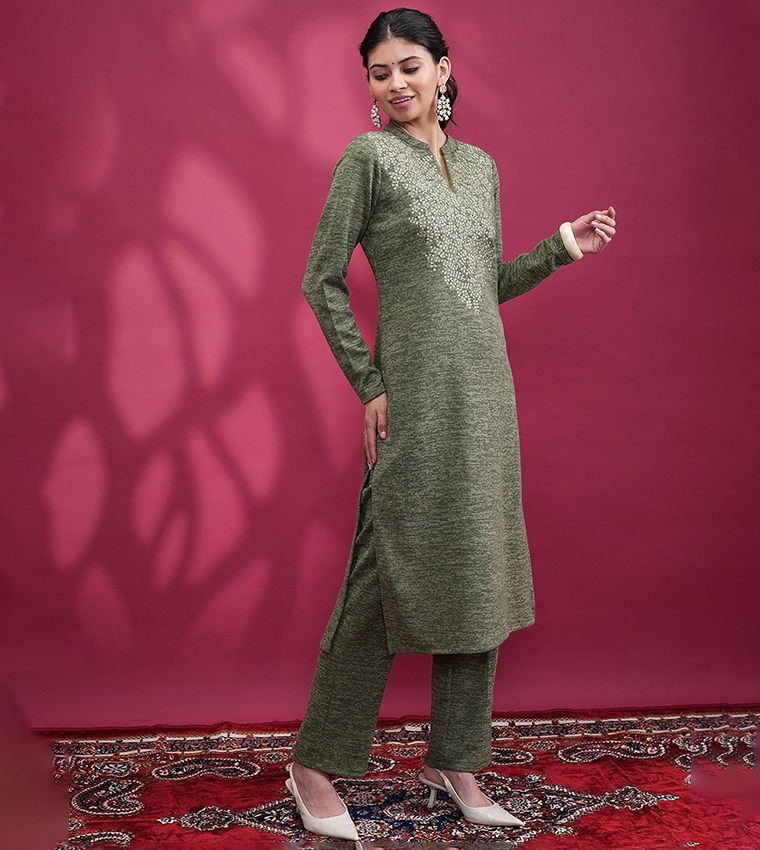 Embroidered Kurta and Trouser Set
