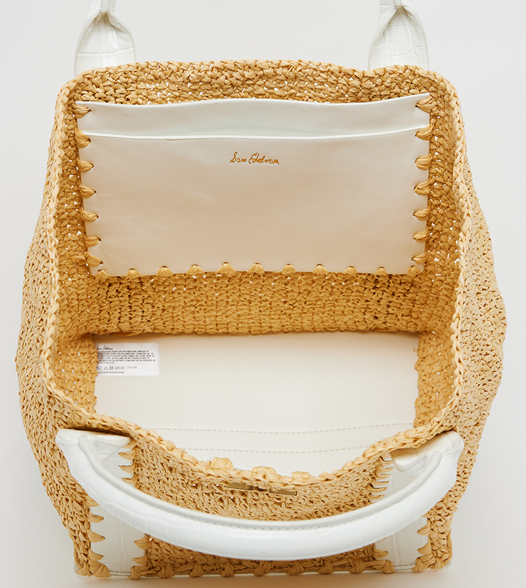 MARLEY Contrast Trim Raffia Mini Tote Bag