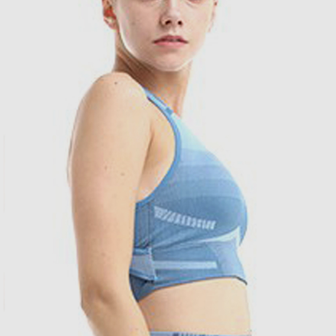 Buy Mimi By Michelle Salins Seamless Layered Back For Extra Support With  BIOSCULPT Detail Sport Bra In Blue