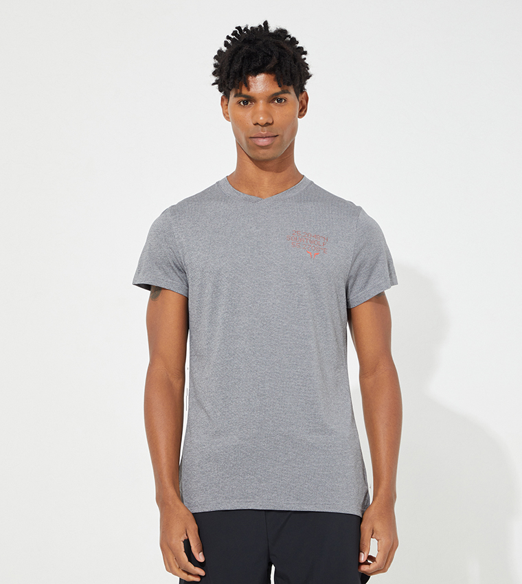The Code Printed V-Neck Active T-Shirt