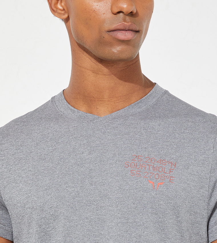 The Code Printed V-Neck Active T-Shirt