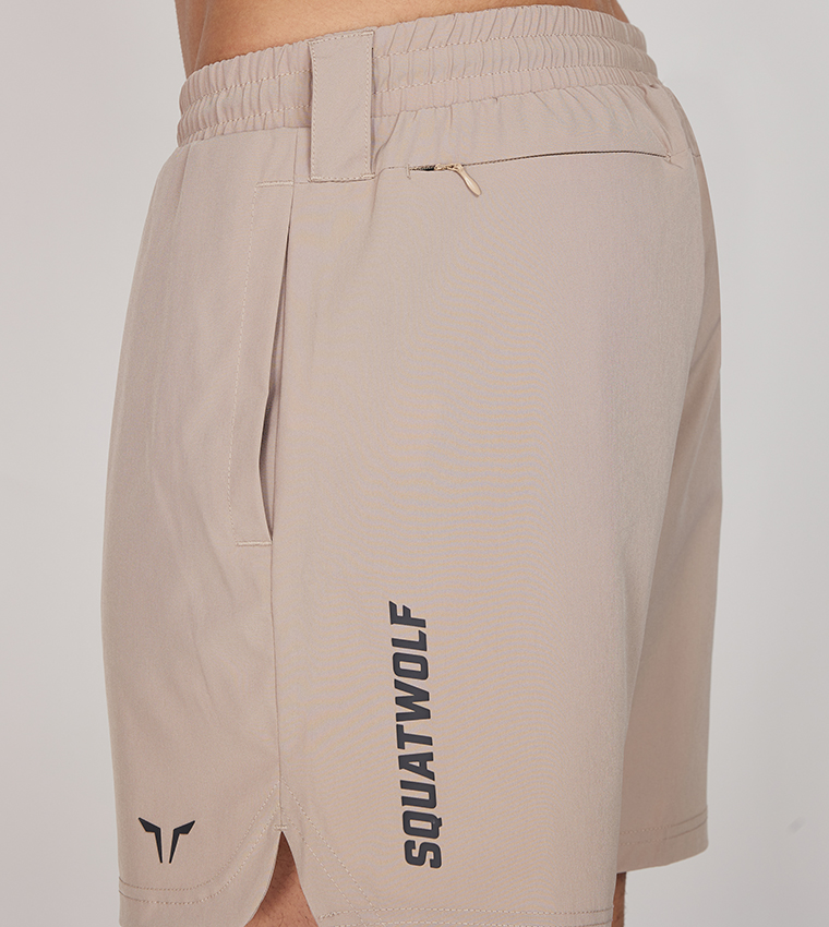 Buy SQUATWOLF Essential Pro 5 Active Shorts In Beige