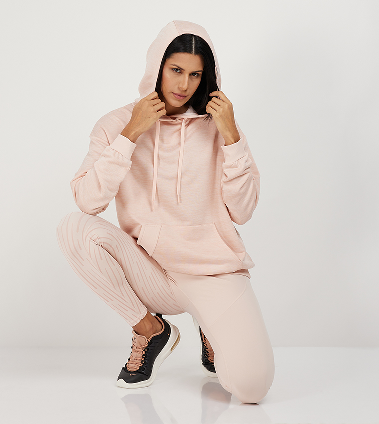 Printed-Back Long Sleeves Oversized Hoodie