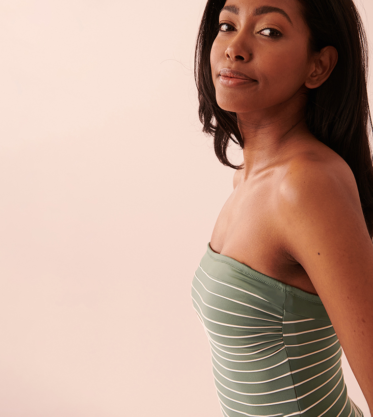 STRIPED Bandeau One-piece Swimsuit