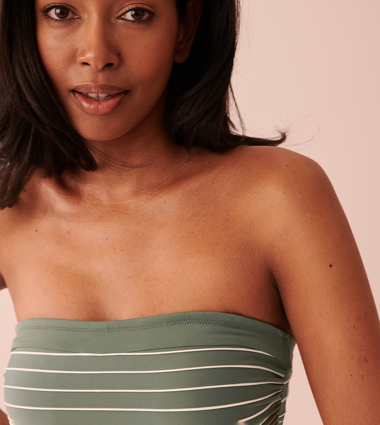 STRIPED Bandeau One-piece Swimsuit