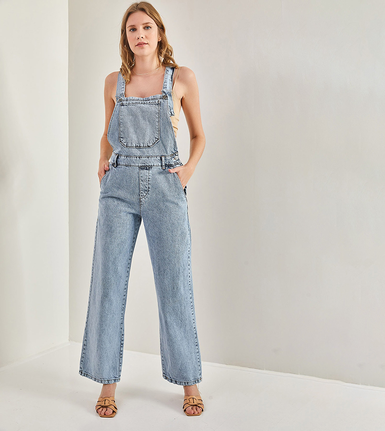 Washed Pocket Detail Dungaree