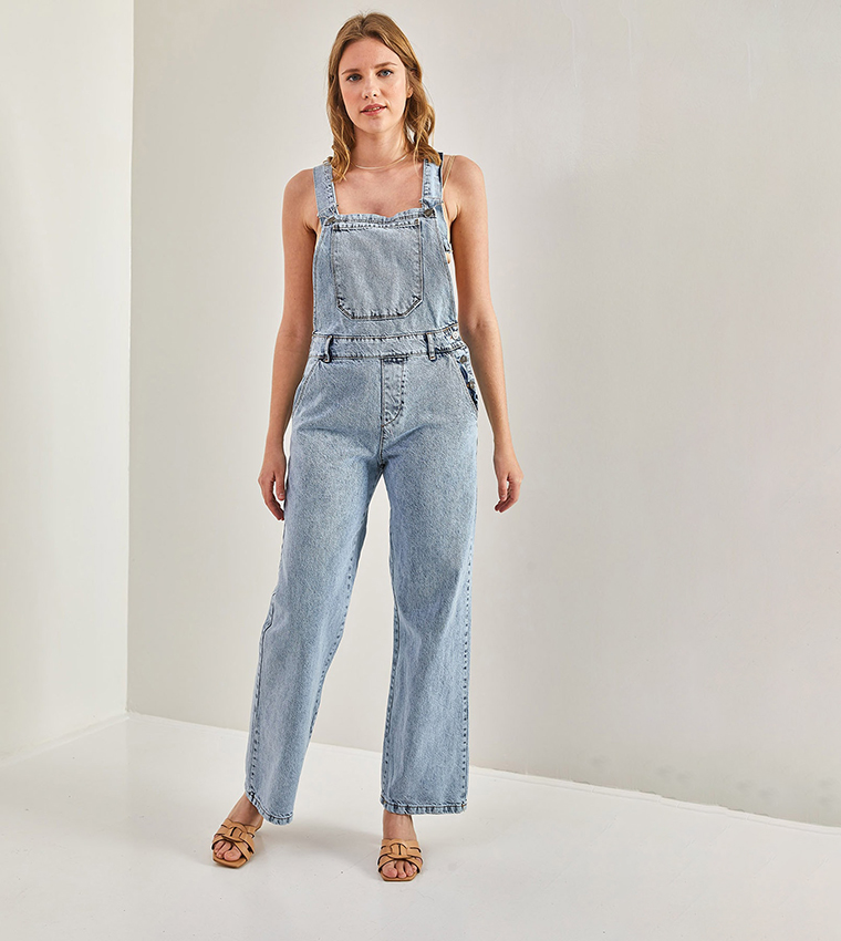 Washed Pocket Detail Dungaree