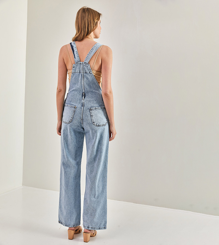 Washed Pocket Detail Dungaree
