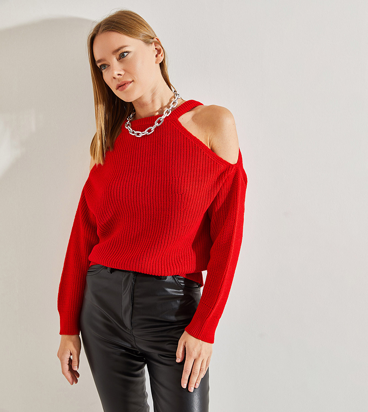 Knitted Cold Shoulder Top