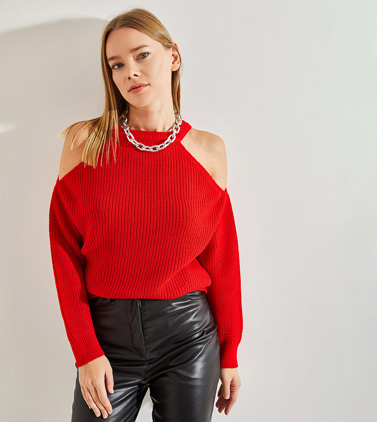 Knitted Cold Shoulder Top