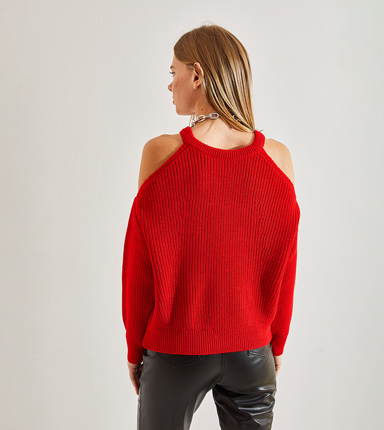 Knitted Cold Shoulder Top