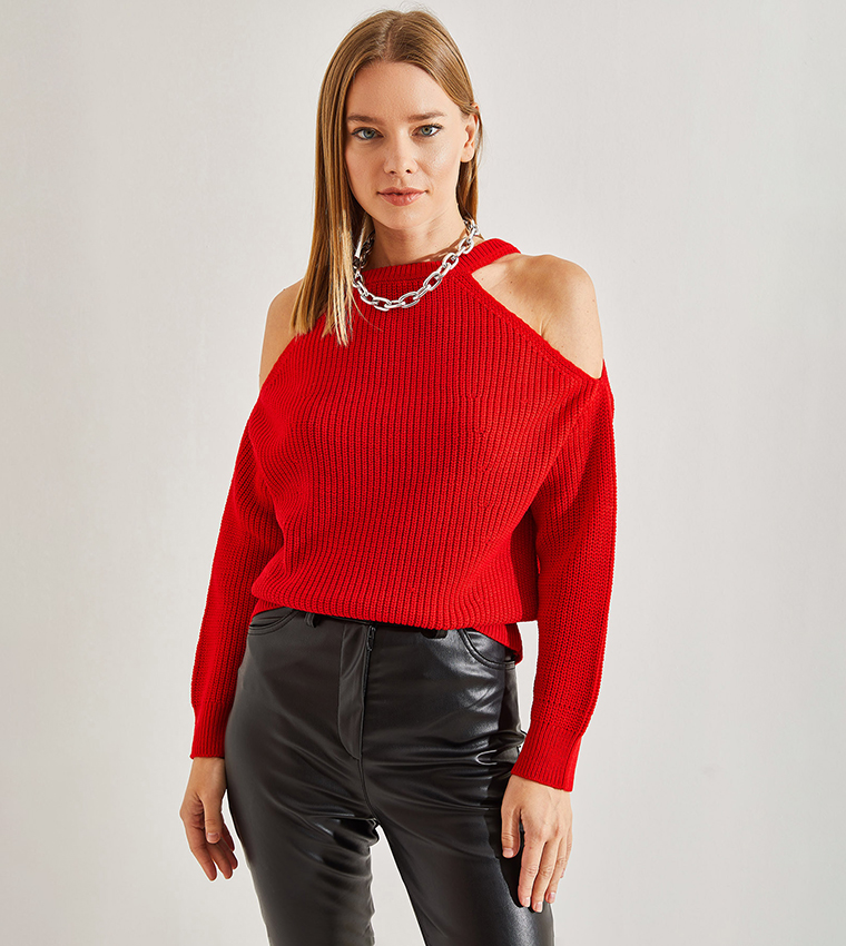Knitted Cold Shoulder Top