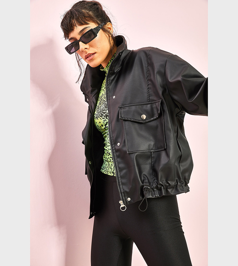 Double Pocket High Neck Jacket