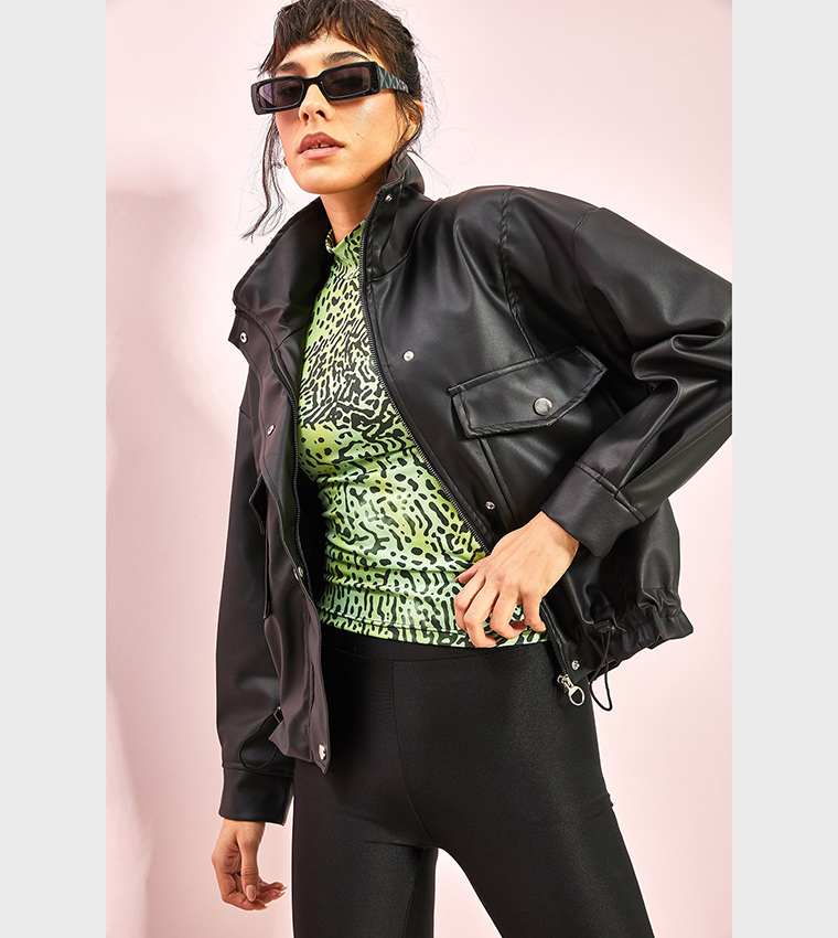 Double Pocket High Neck Jacket