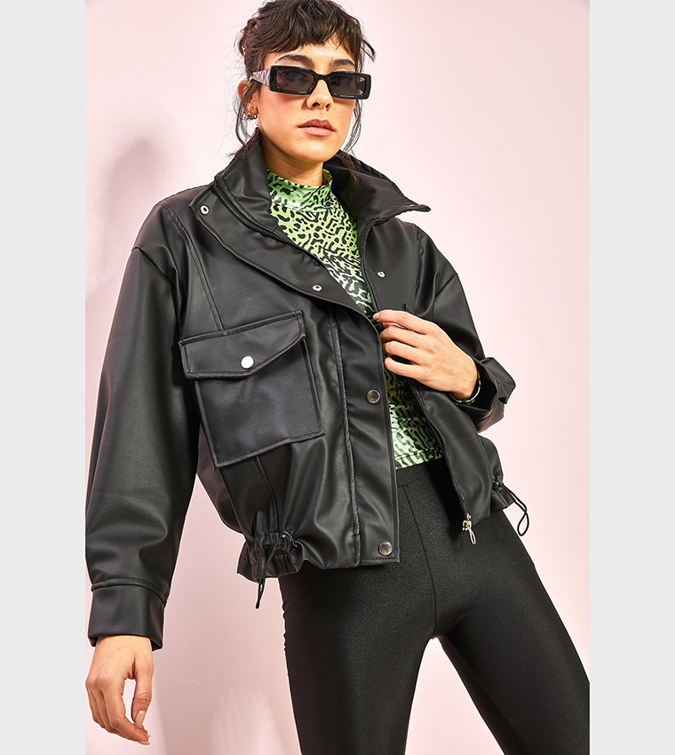 Double Pocket High Neck Jacket