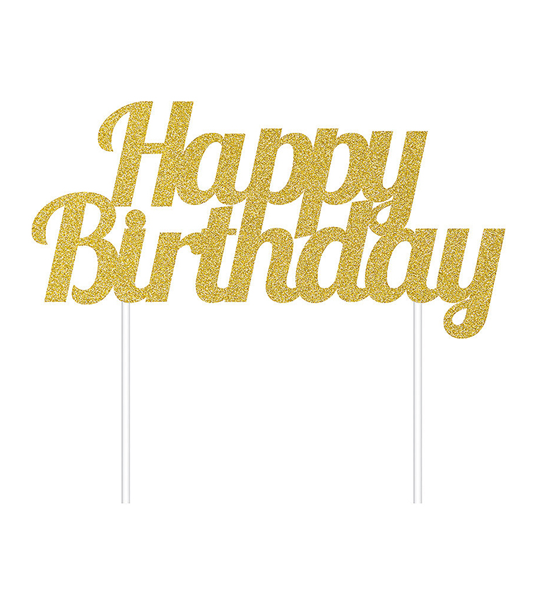 Gold Happy Birthday Topper