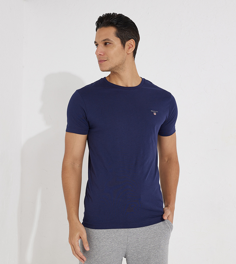 Buy GANT Logo Printed Short Sleeves T Shirt In Blue | 6thStreet UAE