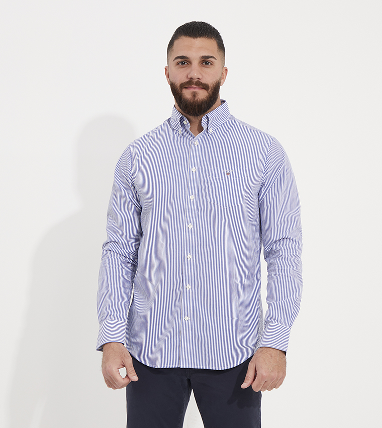 Poplin Banker Striped Button-Down Collar Shirt