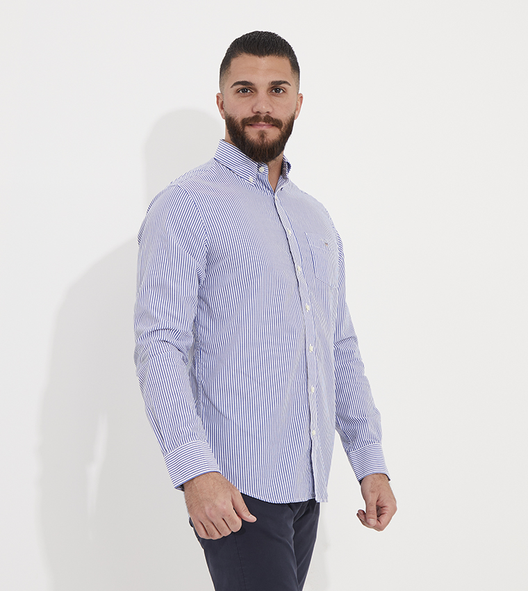 Poplin Banker Striped Button-Down Collar Shirt