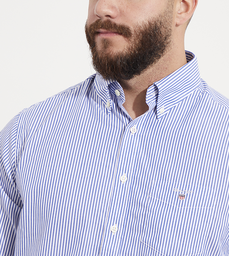 Poplin Banker Striped Button-Down Collar Shirt