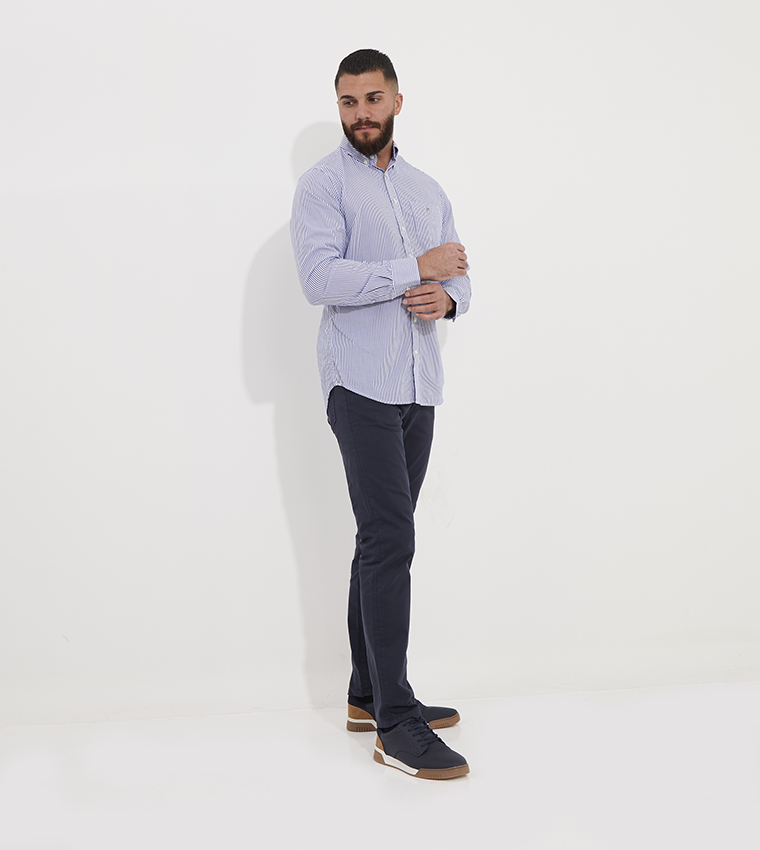 Poplin Banker Striped Button-Down Collar Shirt