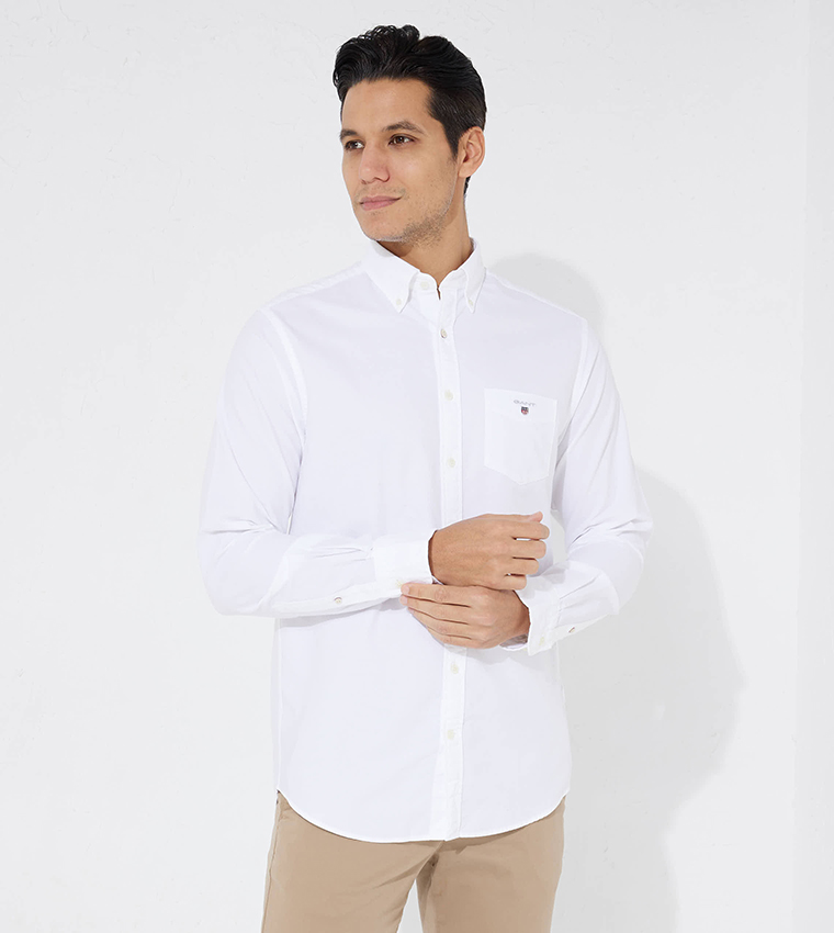 Solid Long Sleeves Oxford Shirt