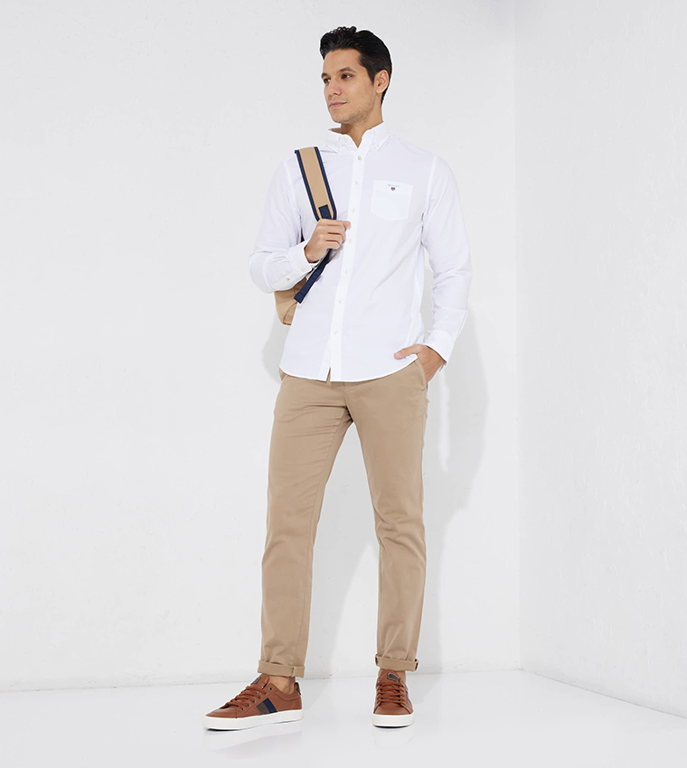 Solid Long Sleeves Oxford Shirt