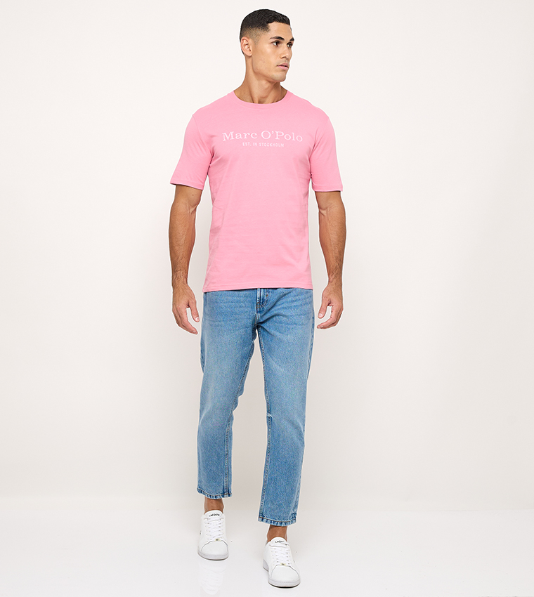 تيشيرت قطن عضوي بطبعة شعار