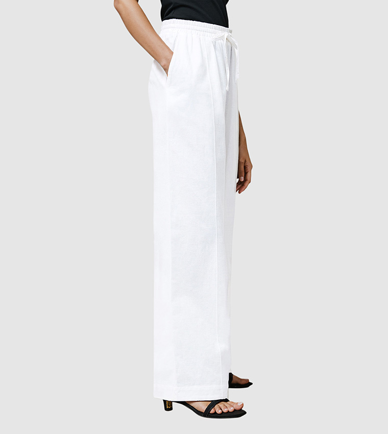 CLARE Linen Blend Wide Leg Trousers