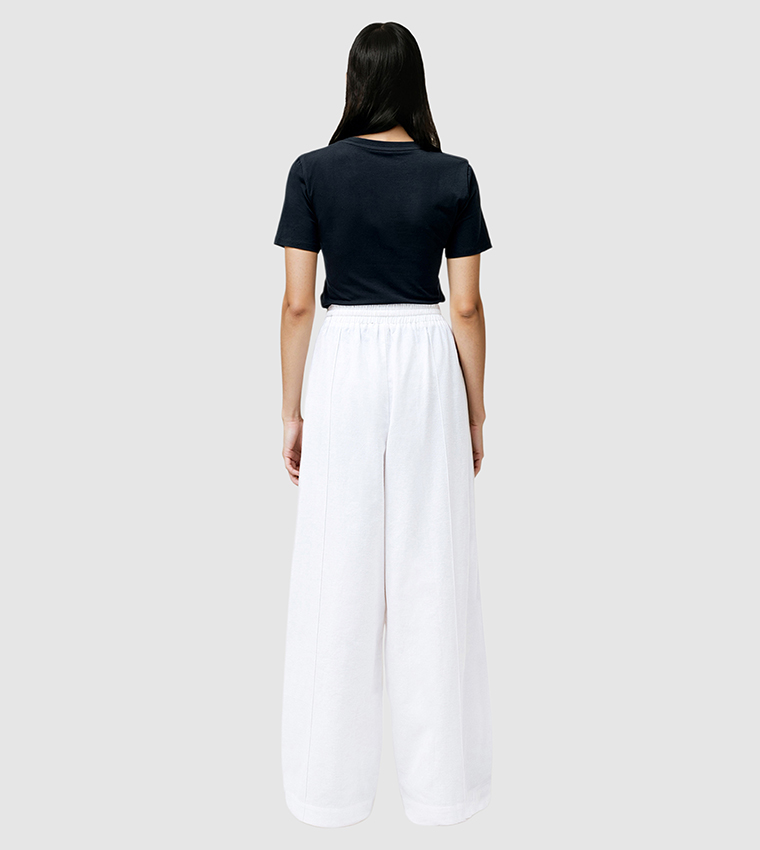 CLARE Linen Blend Wide Leg Trousers