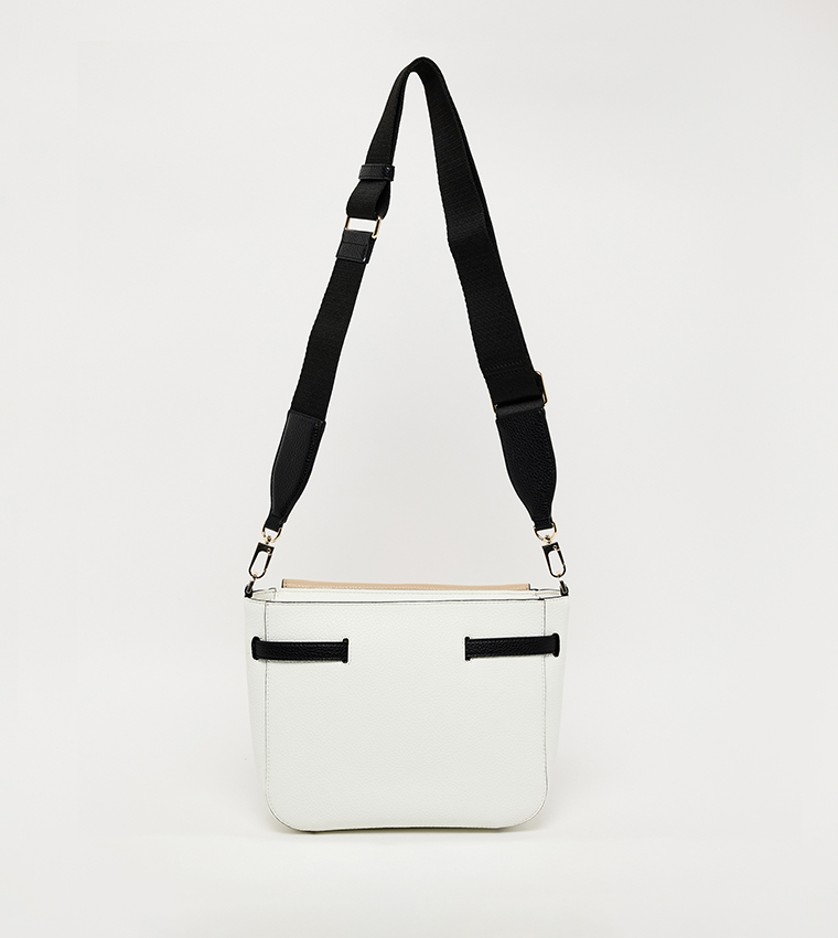 PENELOPE CLRBLK Textured Flap Crossbody Bag