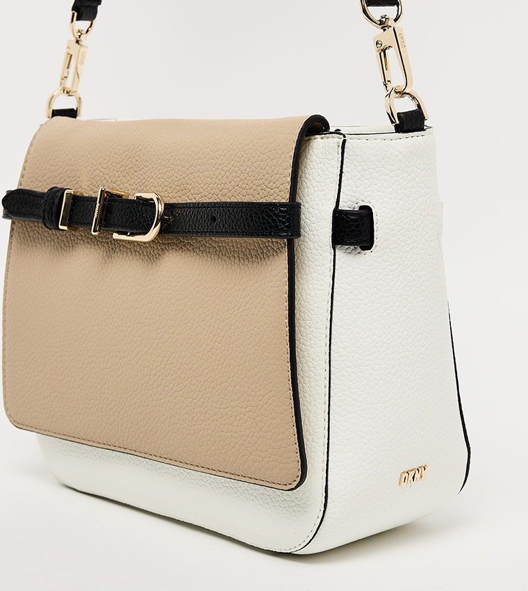 PENELOPE CLRBLK Textured Flap Crossbody Bag