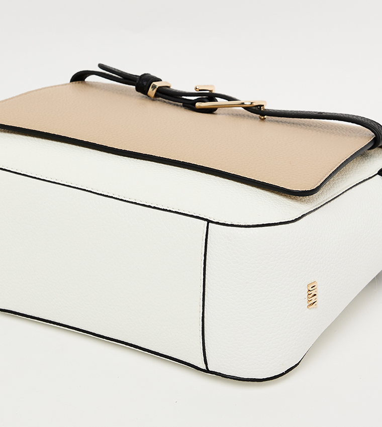 PENELOPE CLRBLK Textured Flap Crossbody Bag