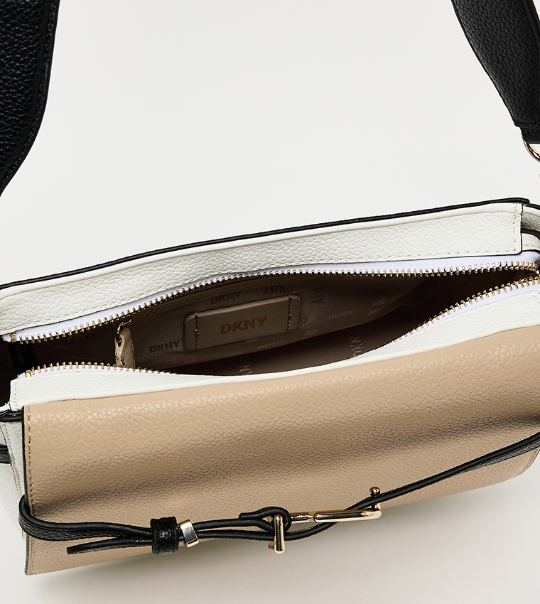 PENELOPE CLRBLK Textured Flap Crossbody Bag