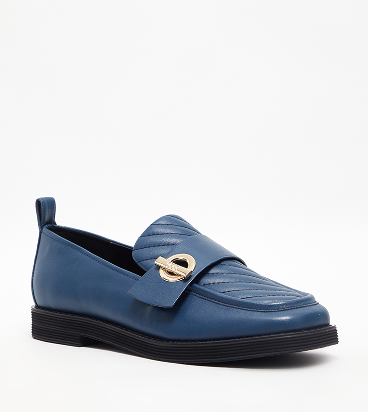 Buy Dkny KRISSA Quilted Square Toe Loafers In Blue 6thStreet UAE