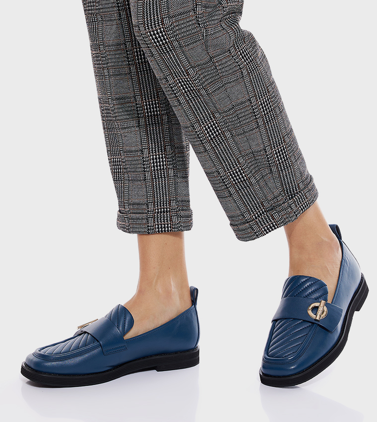 KRISSA Quilted Square Toe Loafers