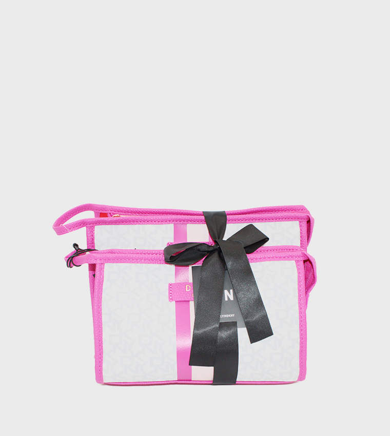 SIGNATURE STRIPE Pack of 2 Monogram Printed Cosmetic Bag