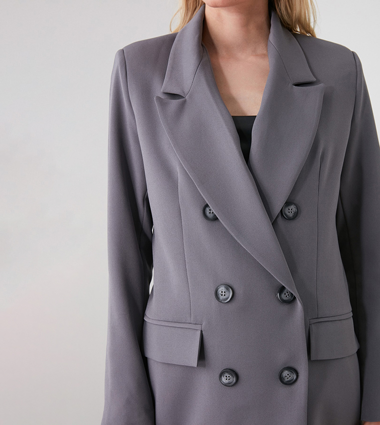 Grey discount blazer coat