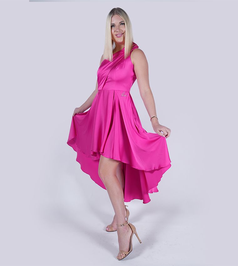 Buy Niva One Shoulder High Low Midi Fit Flare Dress In Pink 6thStreet Bahrain