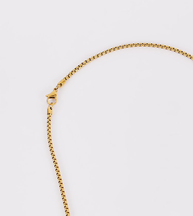 Silver-Tone Stripe Dog Tag Necklace