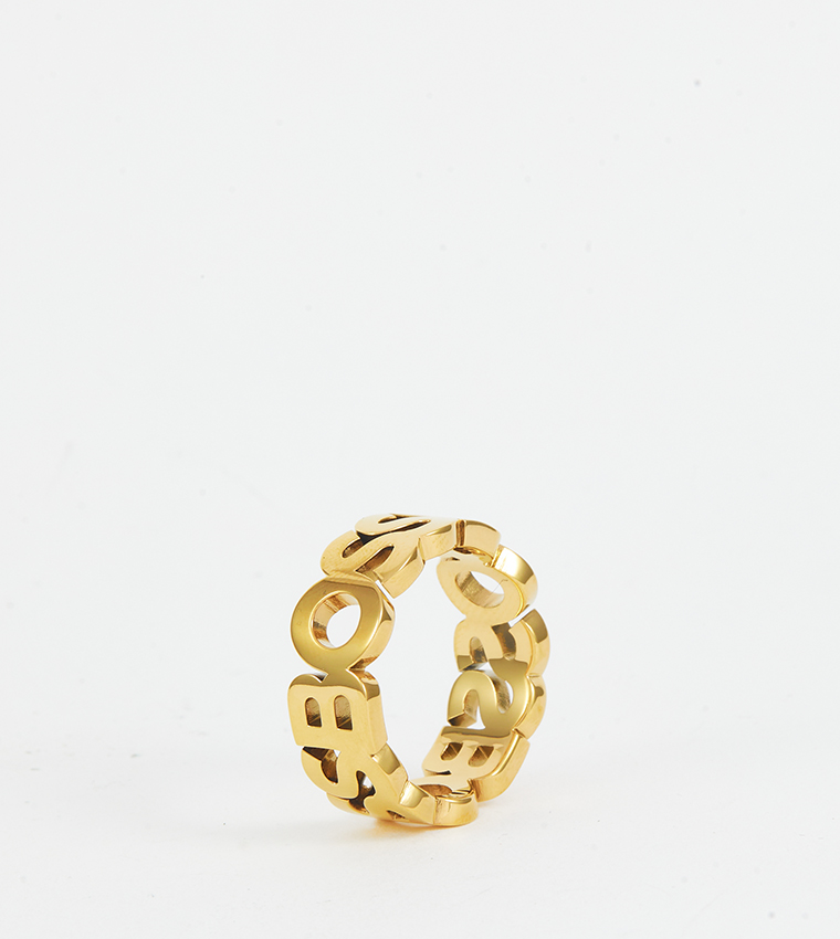 KASSY Gold-Tone Ring with Repeat Logo