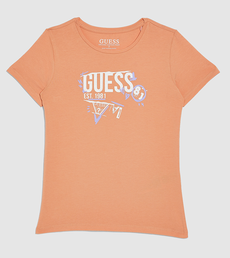 Orange 2025 guess shirt