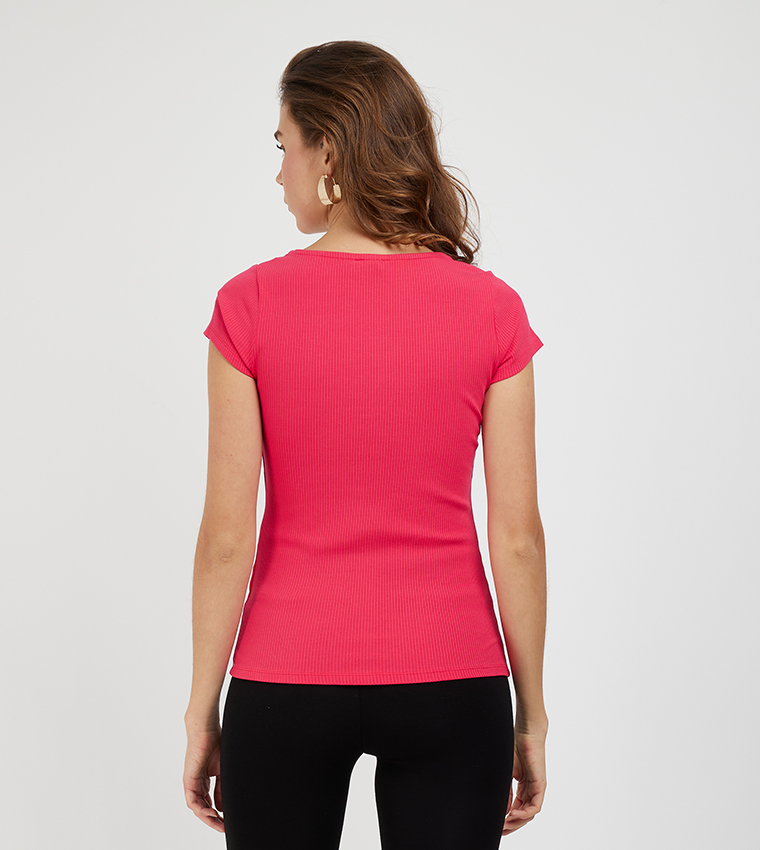 KARLEE Ribbed Short Sleeves Top