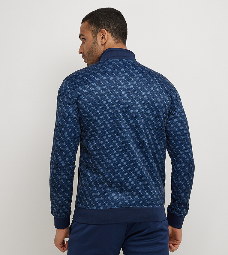 KORBIN Zippered Patterned Track Jacket